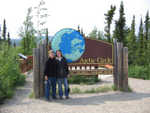 Annie and Barb on the Artic Circle.  It was really cold, and very cool.