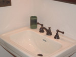 Bathroom sink, Toto Sedona Beige, with ORB faucet.
